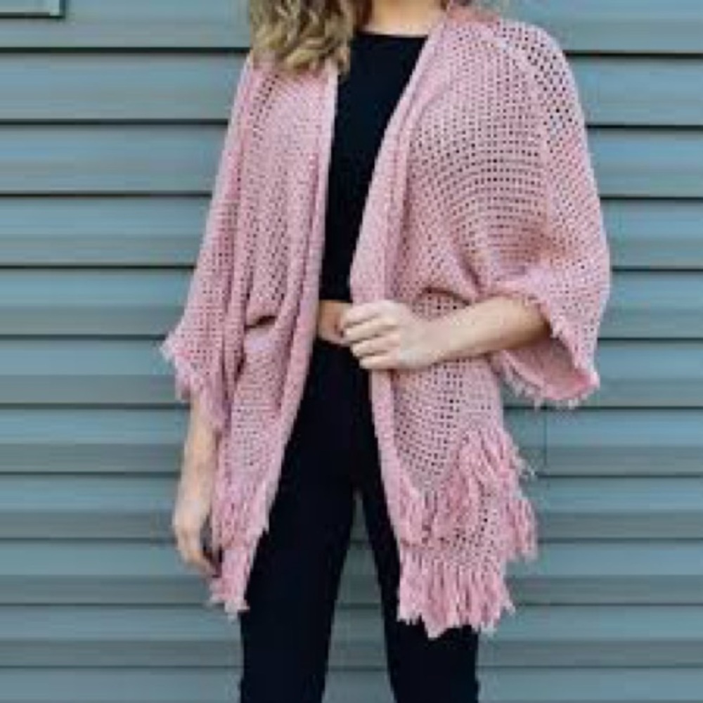 AMERICAN EAGLE OUTFITTERS Fringe 3/4 Sleeve Oversized Women's Cardigan Size M